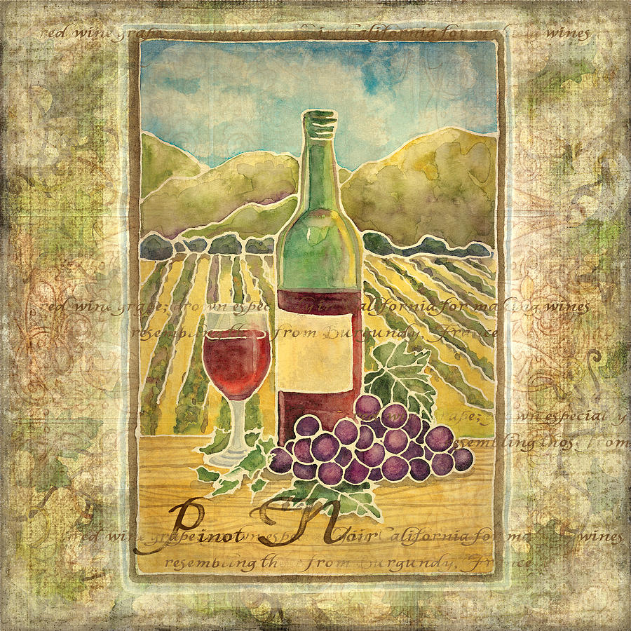 900x900 Vineyard Pinot Noir Grapes N Wine - Pinot Noir Painting