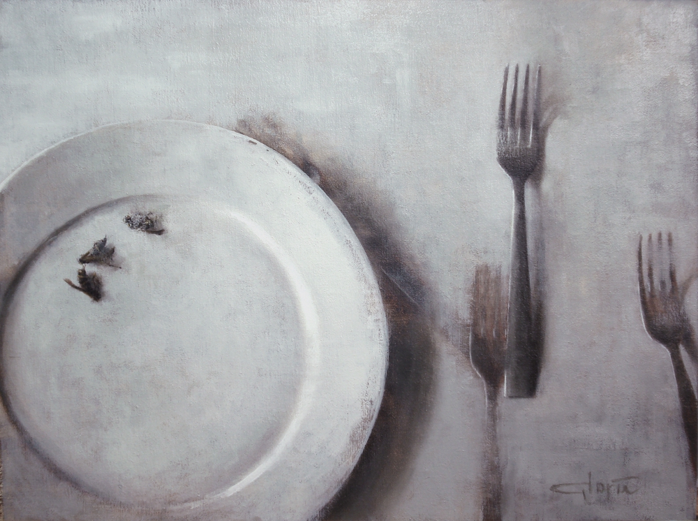 1000x746 Painter On Painting Still Life With Fork And Hornets, Pinot Noir - Pinot Noir Painting