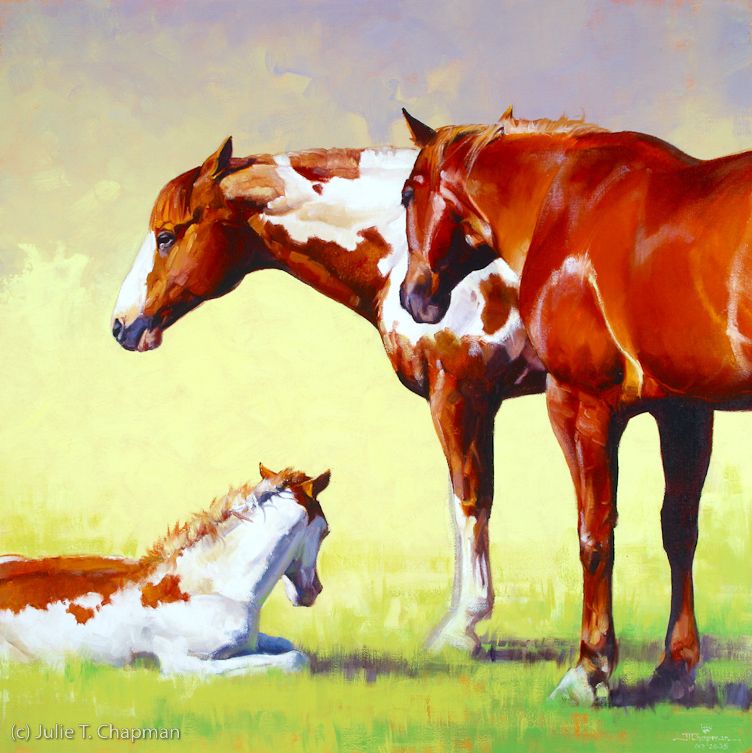 752x753 Pinto Horse Painting By Julie Chapman Art - Pinto Horse Painting