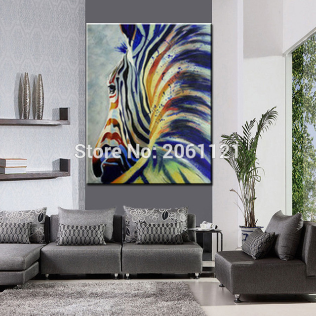 640x640 Hand Painted Modern Abstract Pop Art Canvas Wall Picture Zebra - Pinto Painting