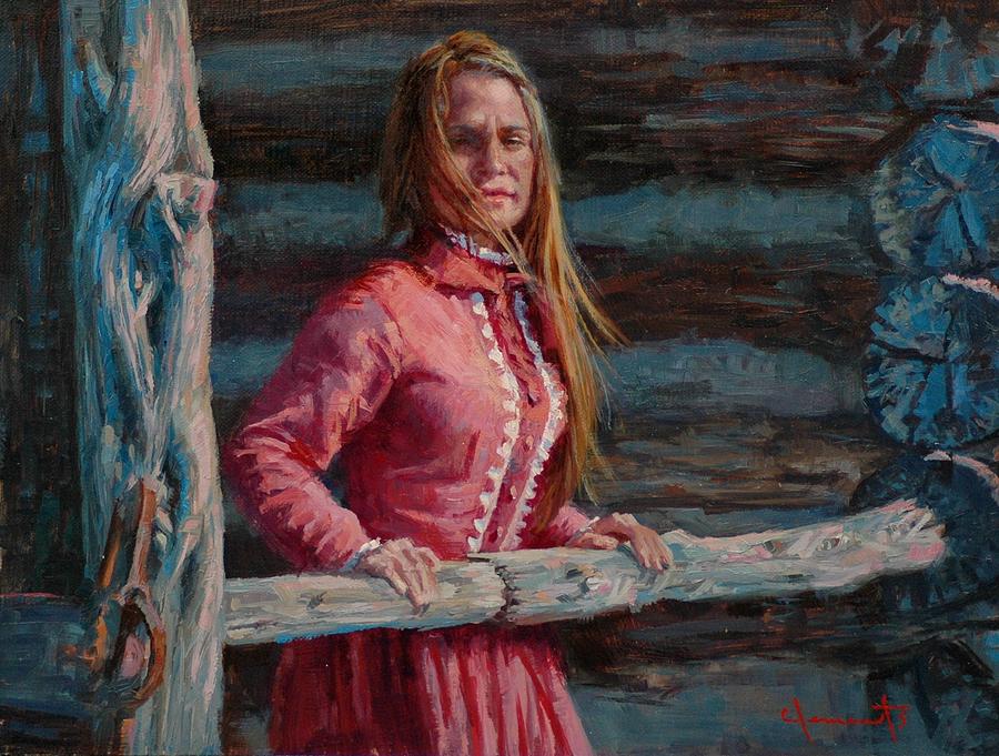 900x681 Pioneer Woman Painting By Jim Clements - Pioneer Woman Painting