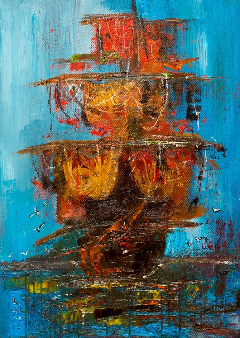 770x1085 Saatchi Art Pirate Ship Painting By Lyubov Kuptsova - Pirate Painting