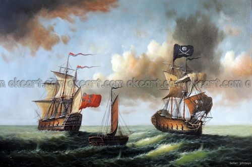 Pirate Ship Battle Painting