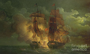 300x182 Galleon Paintings Fine Art America - Pirate Ship Battle Painting