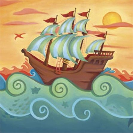 445x445 Pirate Ship Canvas Wall Art Pirate Ships, Kid - Pirate Ship Canvas Painting