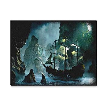 350x350 Nautical Vintage Sailing Pirate Ship Modern Canvas - Pirate Ship Canvas Painting