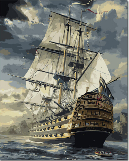 413x517 Movie Poster Pirates Of The Caribbean Paintings Coloring By - Pirate Ship Oil Painting