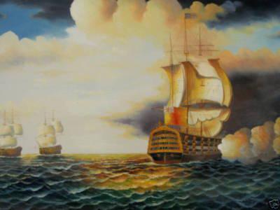 400x300 2018 Wholesale Cheap 24x36 Oil Painting Art Pirate Ship Battle - Pirate Ship Oil Painting