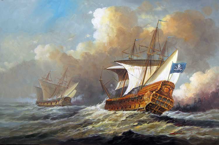 750x499 Pin By Eugene On Pirates Oil Painting Pictures - Pirate Ship Oil Painting