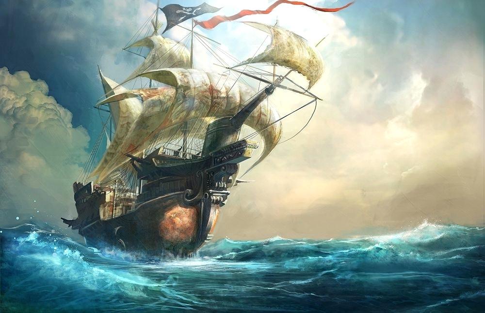 1000x647 Clipper Ships Oil Painting Sailing Pirate Ship Battle Zivainc - Pirate Ship Painting