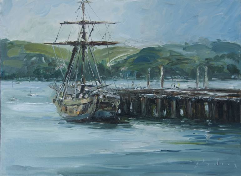 770x562 Saatchi Art Pirate Ship Sausalito Painting By Prabin Badhia - Pirate Ship Painting