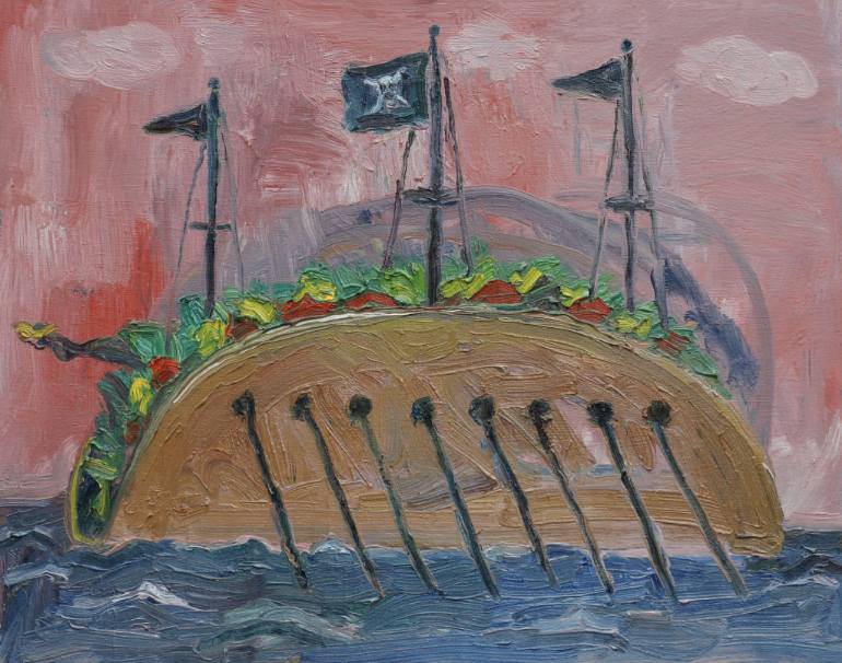 770x606 Saatchi Art Pirate Ship Taco Painting By John Kilduff - Pirate Ship Painting