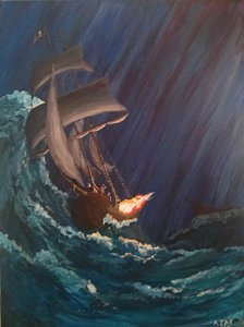 224x300 Pirate Ship Paintings - Pirate Ship Painting Storm