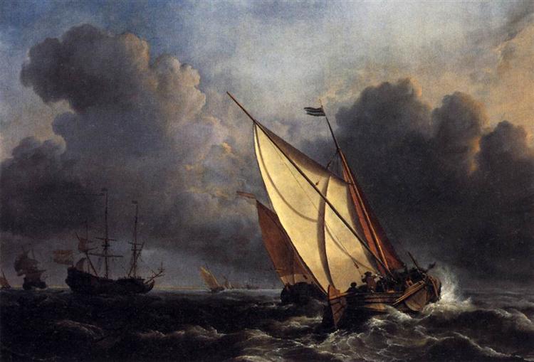 750x509 Dutch Fishing Boats In A Storm, 1801 - Pirate Ship Painting Storm