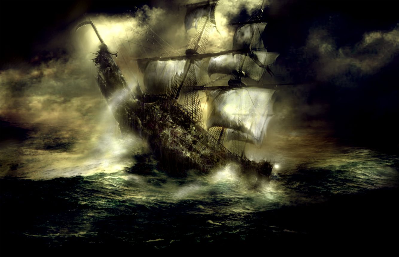 1334x860 Free Ghost Pirate Ship Wallpaper Long Wallpapers - Pirate Ship Painting Storm