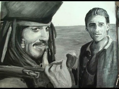 480x360 Pirates Of The Caribbean Step By Step Portrait (Dry Brush Painting - Pirates Of The Caribbean Painting