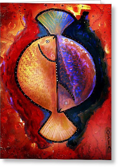 455x646 Red Pisces Painting By Andrew Osta - Pisces Painting