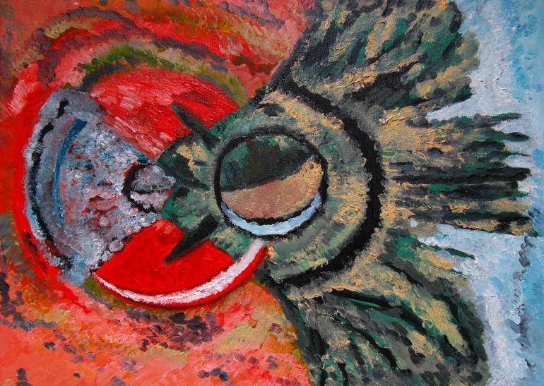 770x547 Saatchi Art Bloody Lunar Eclipse In Pisces Painting By Oksana - Pisces Painting