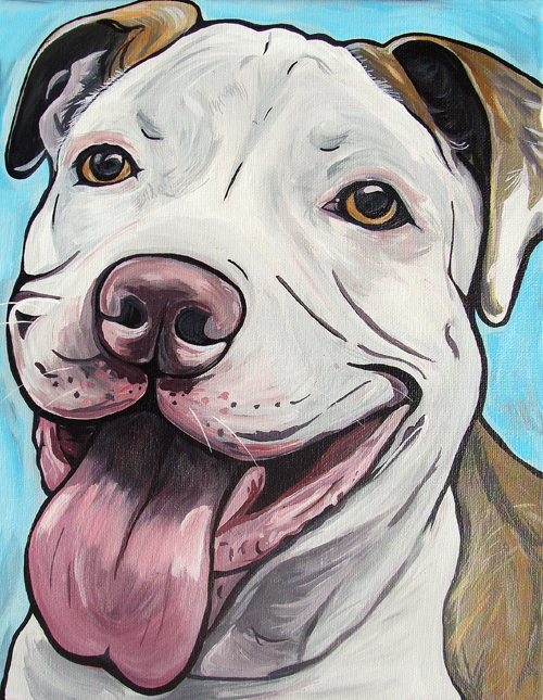 500x645 Mario The Pitbull Woof Factory - Pitbull Painting