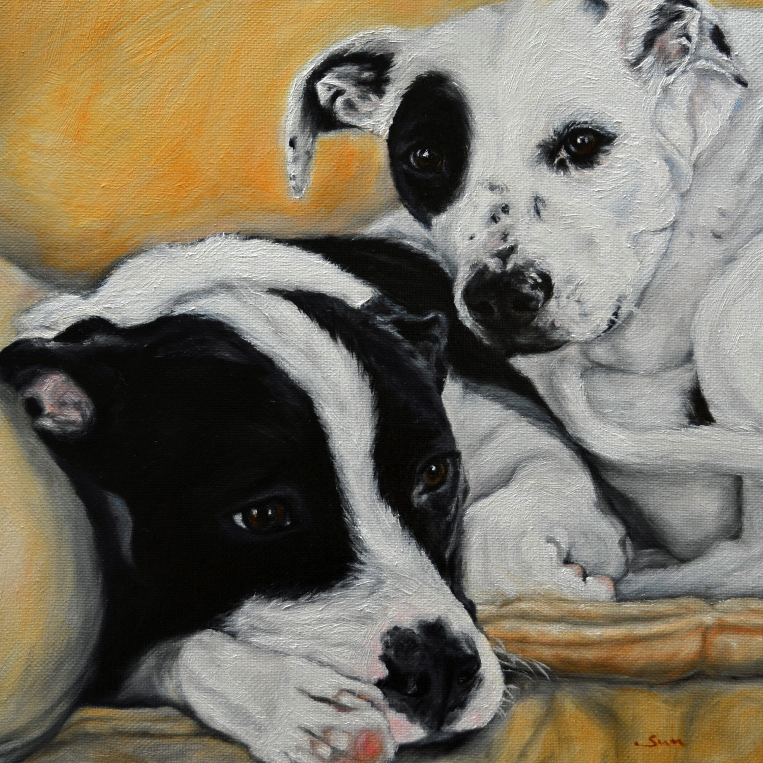 1500x1500 Pitbull Painting Original Dog Painting Donating To Pitbull - Pitbull Painting