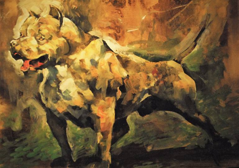 770x540 Saatchi Art Pitbull Painting By Hari Mitrushi - Pitbull Painting