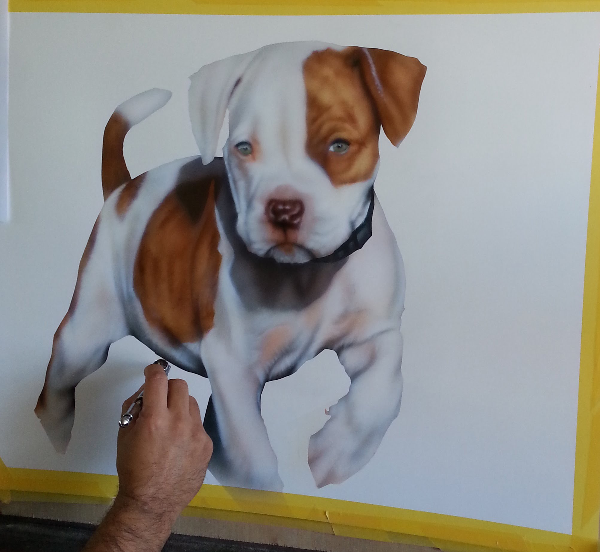 2005x1844 Cute Little Puppy Pit Bull Airbrush Animal Portrait Art (Timelapse - Pitbull Painting