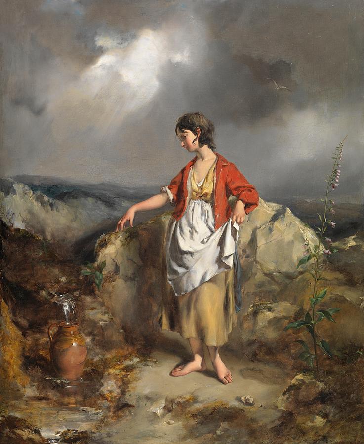 737x900 Girl With A Pitcher Painting By Pf Poole - Pitcher Painting