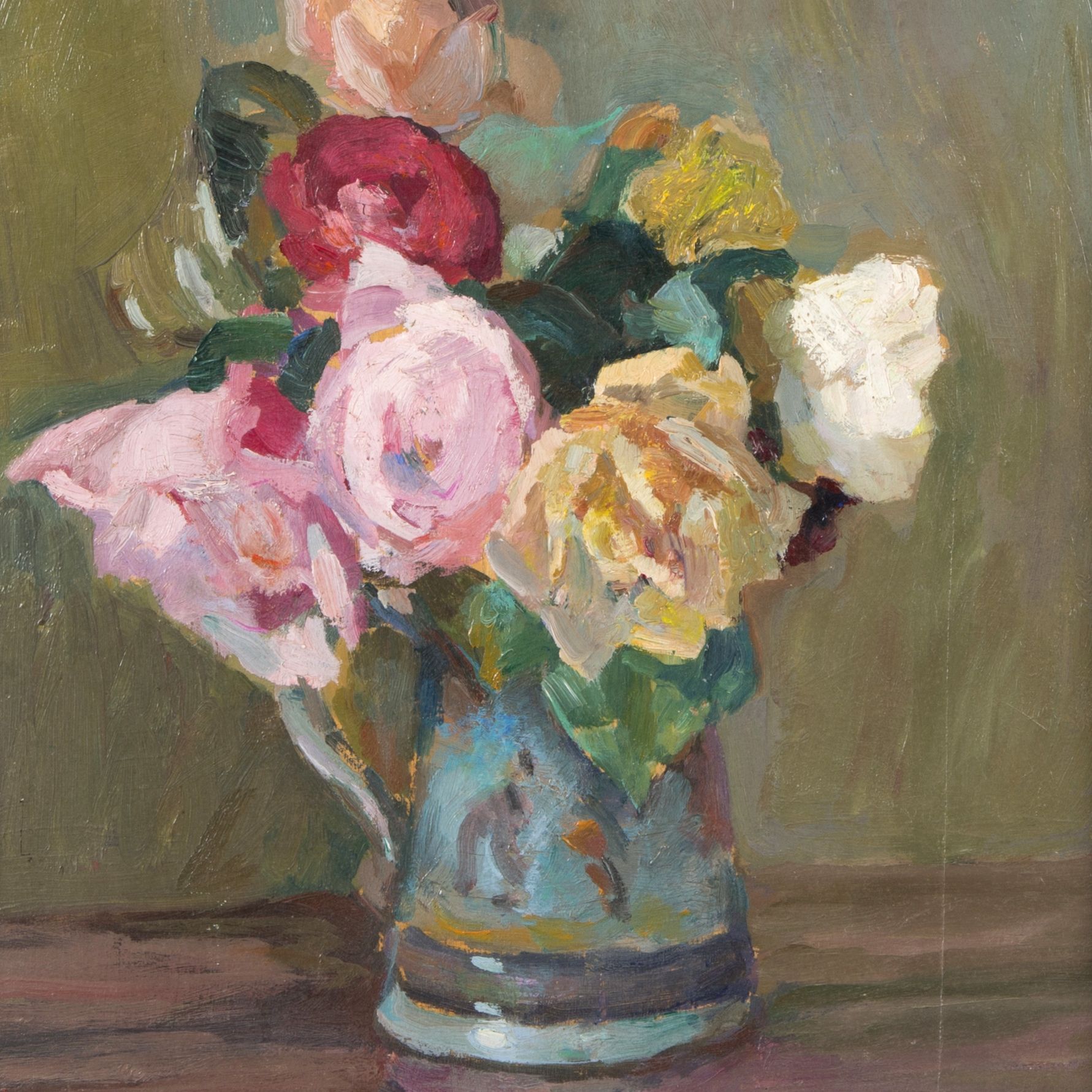 1781x1781 Paul Charles Briaudeau. Roses In Pitcher, Painting - Pitcher Painting