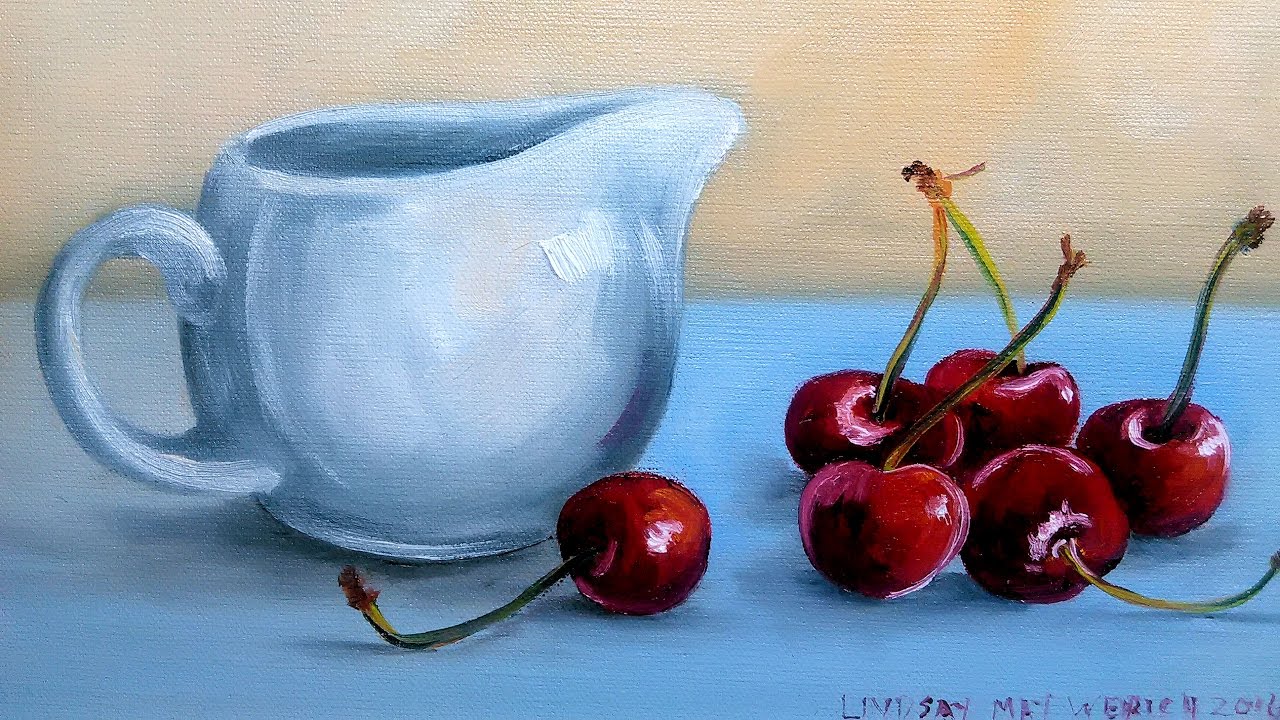 1280x720 Pitcher Amp Cherries Oil Painting Tutorial - Pitcher Painting