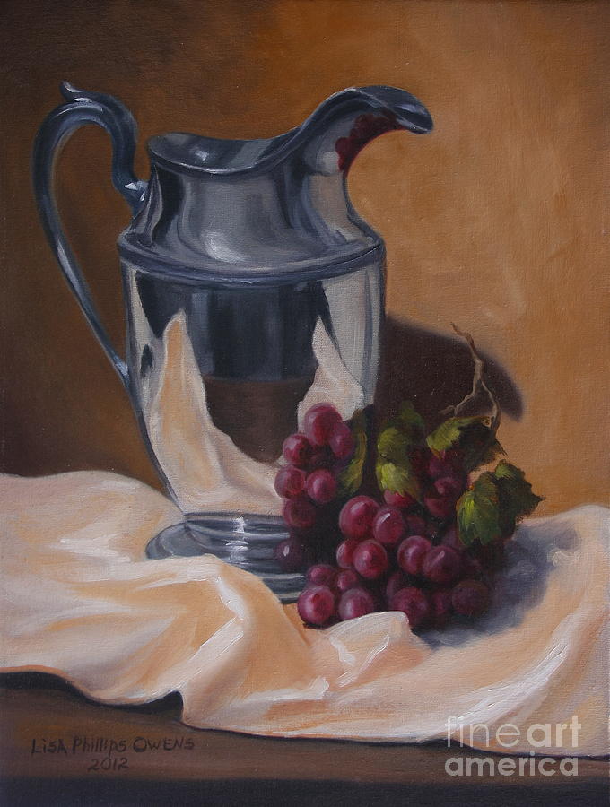680x900 Water Pitcher With Fruit Painting By Lisa Phillips Owens - Pitcher Painting
