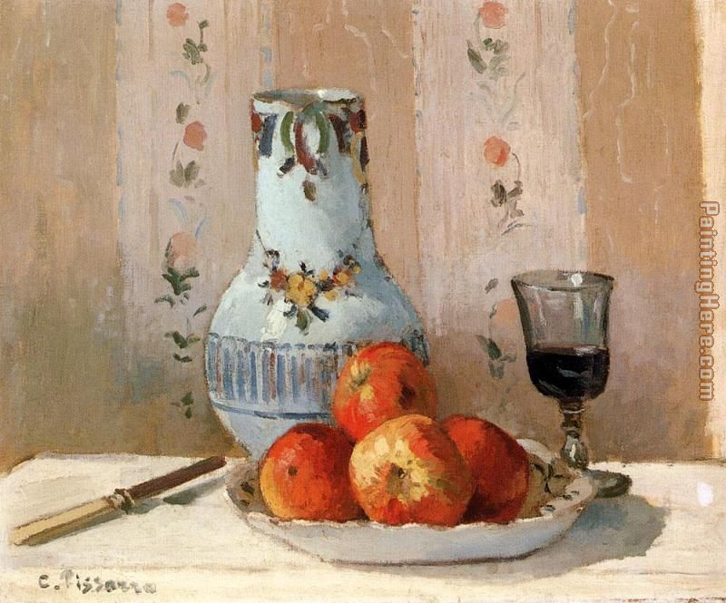 800x665 Camille Pissarro Still Life With Apples And Pitcher Painting - Pitcher Painting