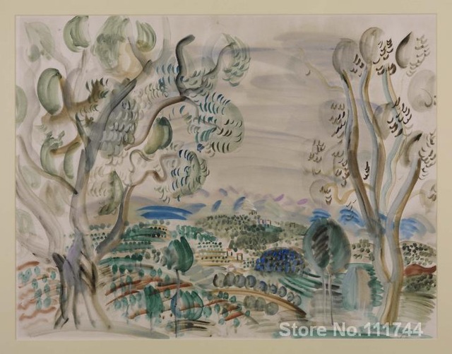 640x501 Colors Painting Olive Trees By The Golfe Juan C. By Raoul Dufy - Pitters Painting