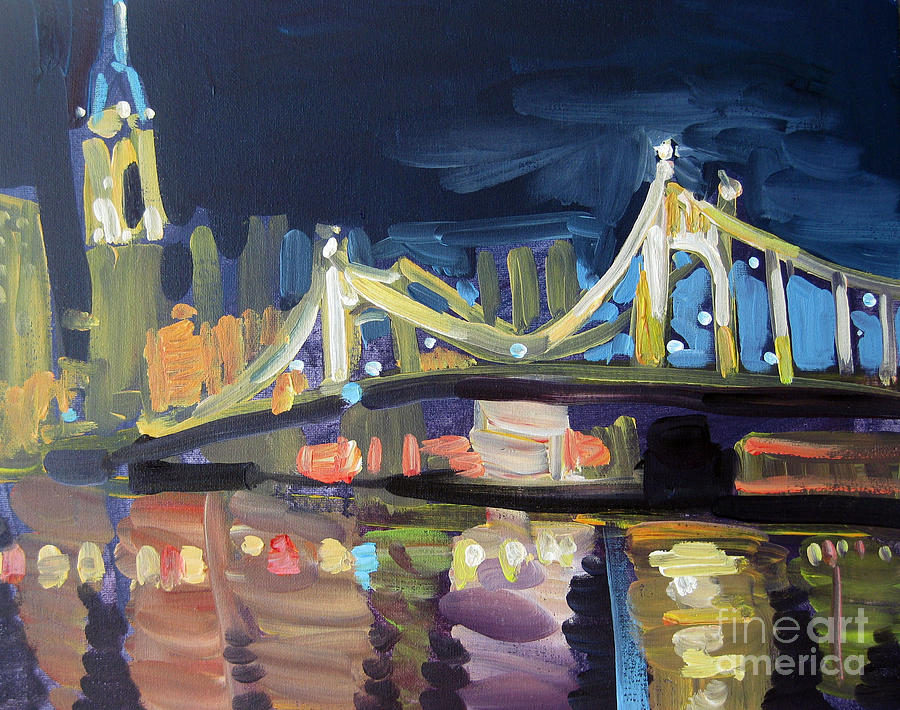 900x710 Pittsburgh Skyline Painting By Tara Zalewsky - Pittsburgh Painting