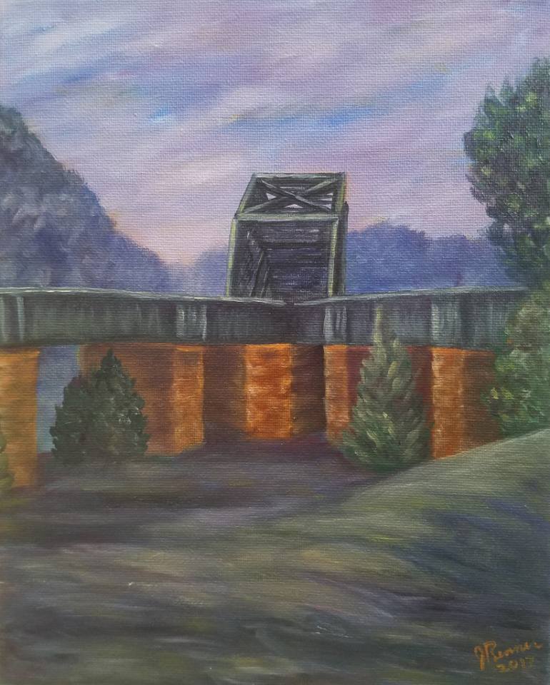770x960 Saatchi Art Train Trestle Bridge Split - Pittsburgh Painting