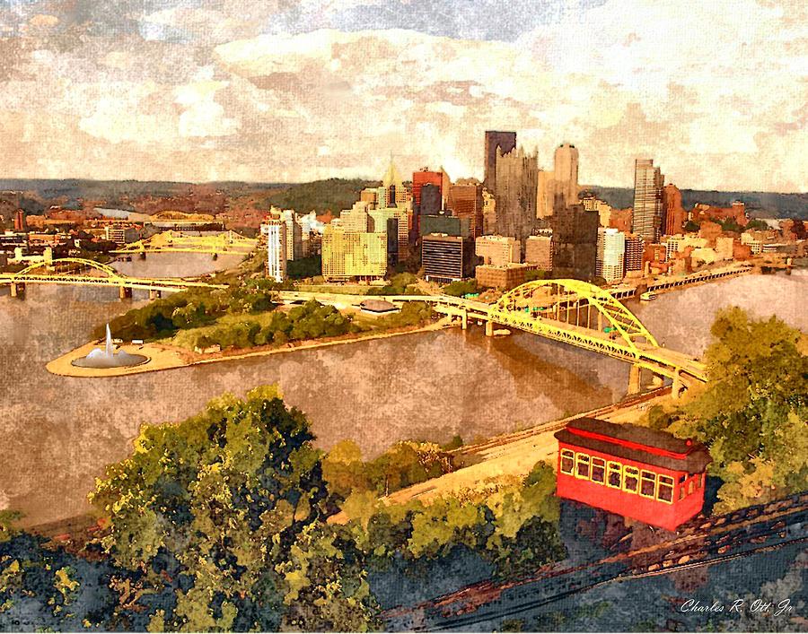 900x707 City Of Pittsburgh Painting By Charles Ott - Pittsburgh Painting