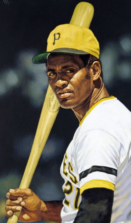 451x766 Roberto Clemente (Painting By Arthur K Miller) Pittsburgh - Pittsburgh Pirates Painting