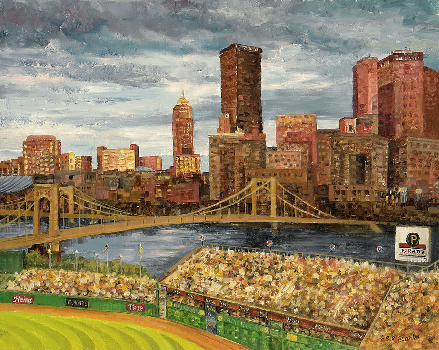 900x718 Crowded At Pnc Park Painting By E E Scanlon - Pittsburgh Pirates Painting