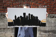 236x157 Pittsburgh Skyline Art, Fireworks, Pittsburgh Point, Three Rivers - Pittsburgh Skyline Painting