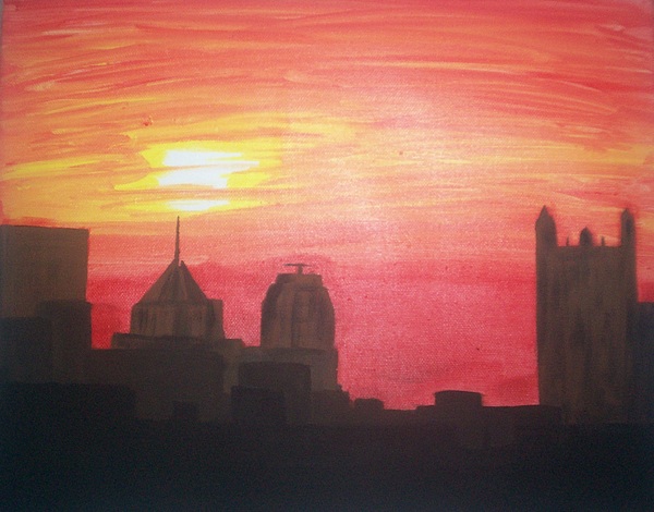 600x470 Pittsburgh Skyline Painting By Travis Dummar - Pittsburgh Skyline Painting