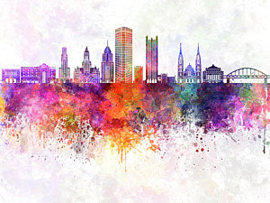 300x225 Pittsburgh Skyline Paintings - Pittsburgh Skyline Painting