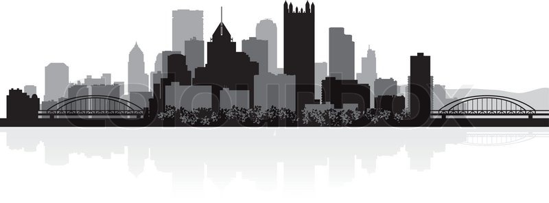 800x296 Pittsburgh Usa City Skyline Silhouette Vector Illustration Stock - Pittsburgh Skyline Painting