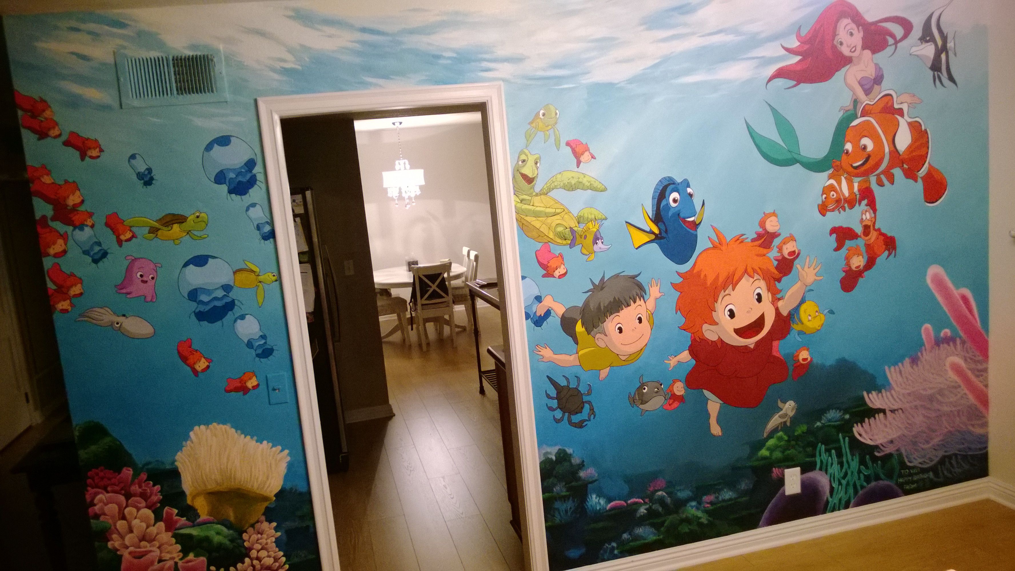 3552x2000 Ghiblipixardisney Undersea Mural I Painted For My Daughter's 2nd - Pixar Painting