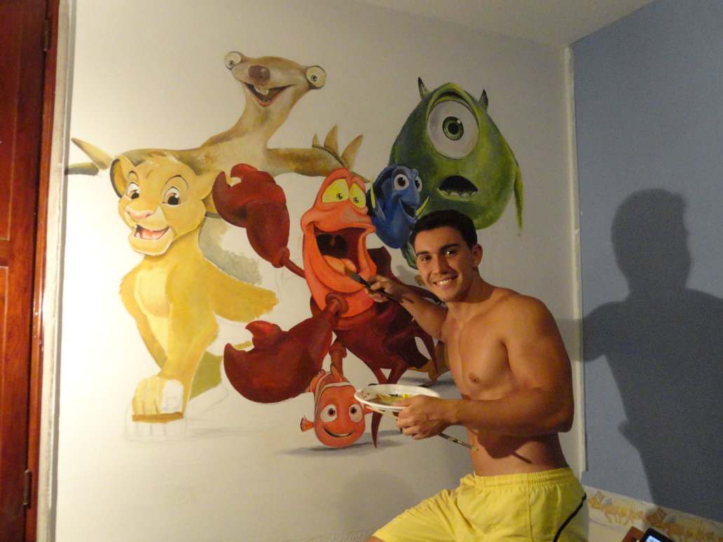 1032x774 Mural In Progress Pixar And Disney By Daviddleonluis - Pixar Painting