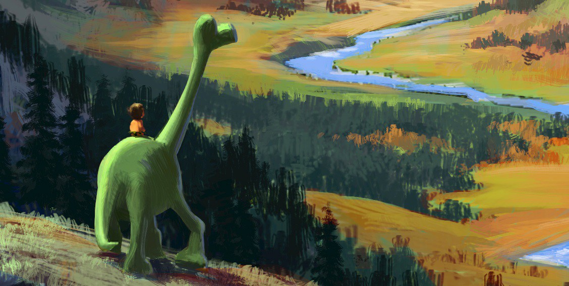 1128x568 Concept Art And Official Logo For Pixar's The Good Dinosaur - Pixar Painting
