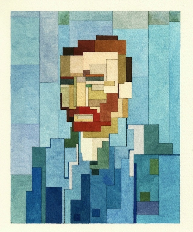 640x770 Watercolor Pixel Art Portraits Remix Pop Culture Amp Classic - Pixel Painting