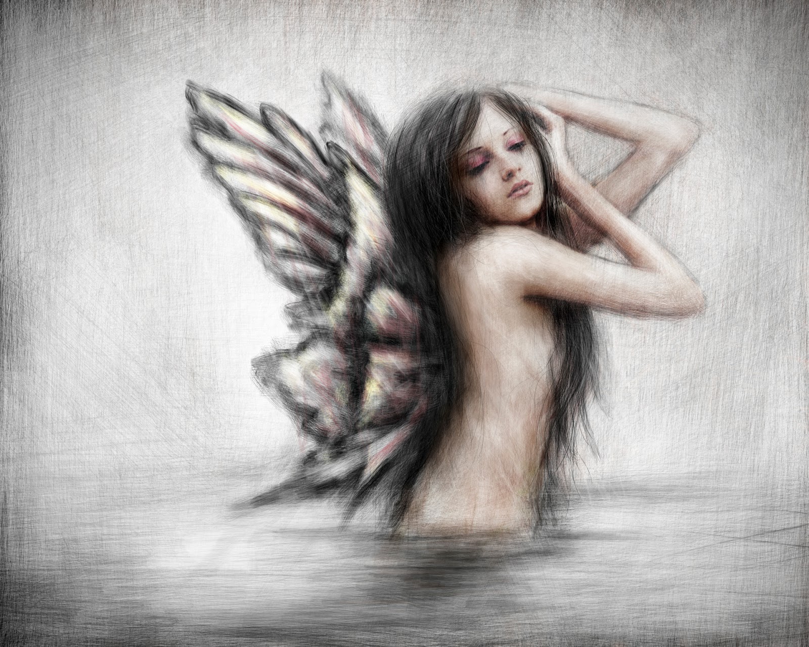 1600x1280 Justin Gedak Bathing Pixie A Surreal Fantasy Digital Painting - Pixie Painting