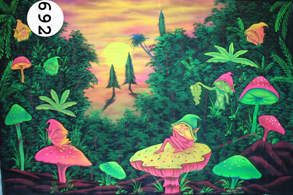 1200x800 Mushroom Pixie, Fluorescent Painting Glow In Dark, Uv Glow 692 - Pixie Painting