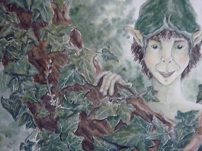 400x300 Fantasy Painting Watercolour Fantasy Woodland Elf Pixie Nature - Pixie Painting