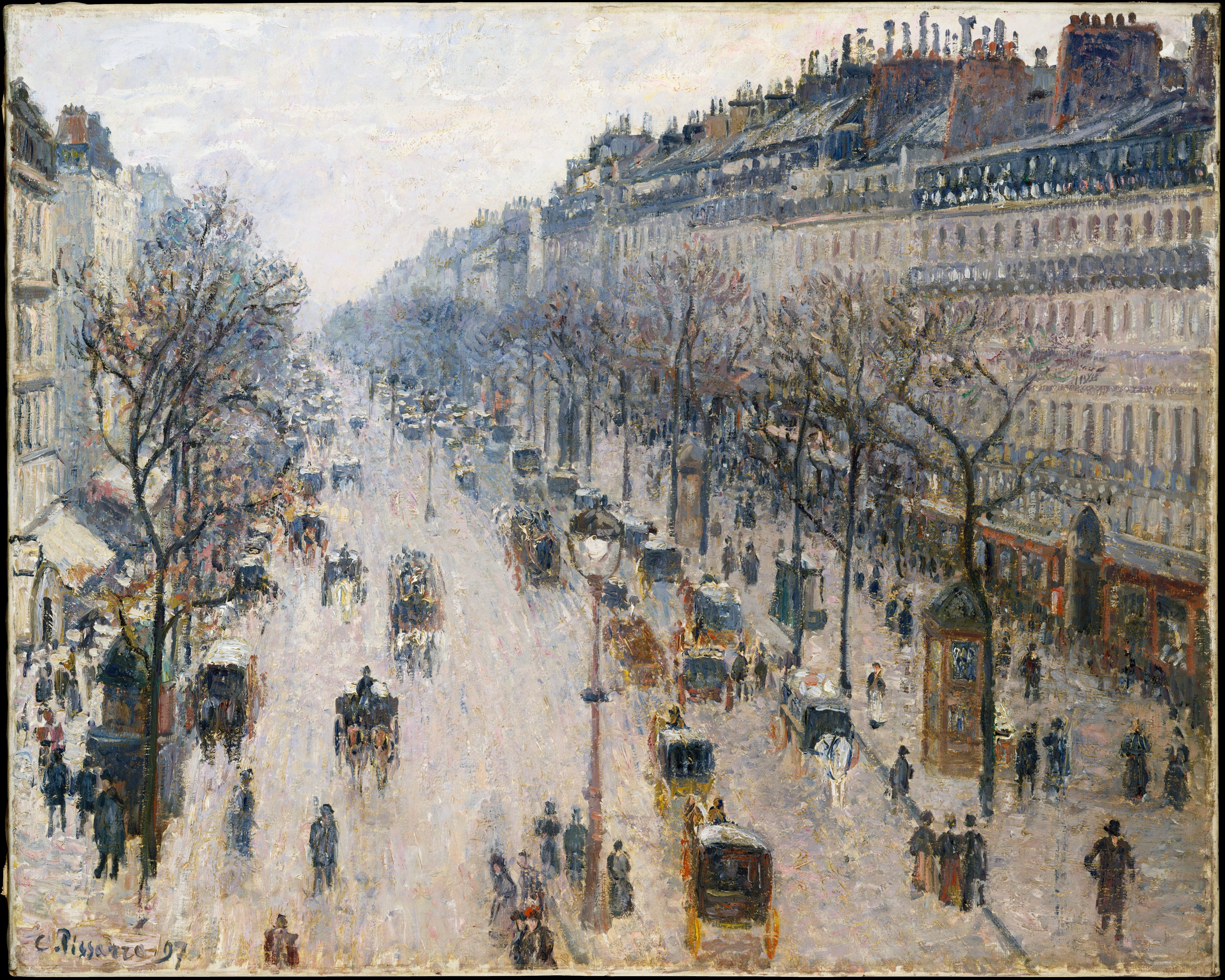3811x3049 Camille Pissarro The Boulevard Montmartre On A Winter Morning - Pizarro Painting