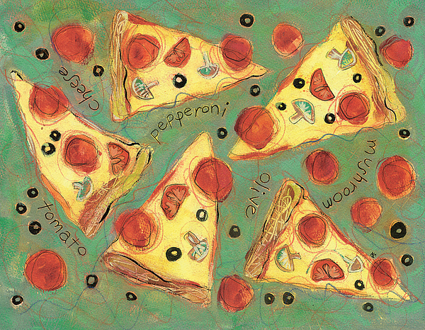 600x466 Pepperoni Pizza Painting By Jen Norton - Pizza Painting